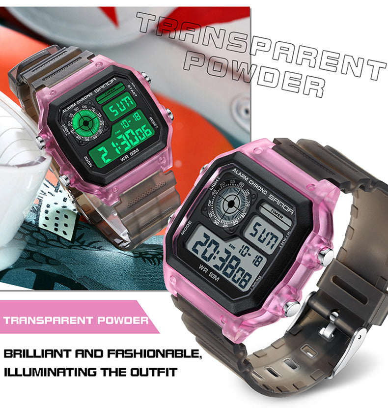 🔥🔥🔥🔥 Luminous Waterproof Alarm Watch Simple Transparent Sports Watch