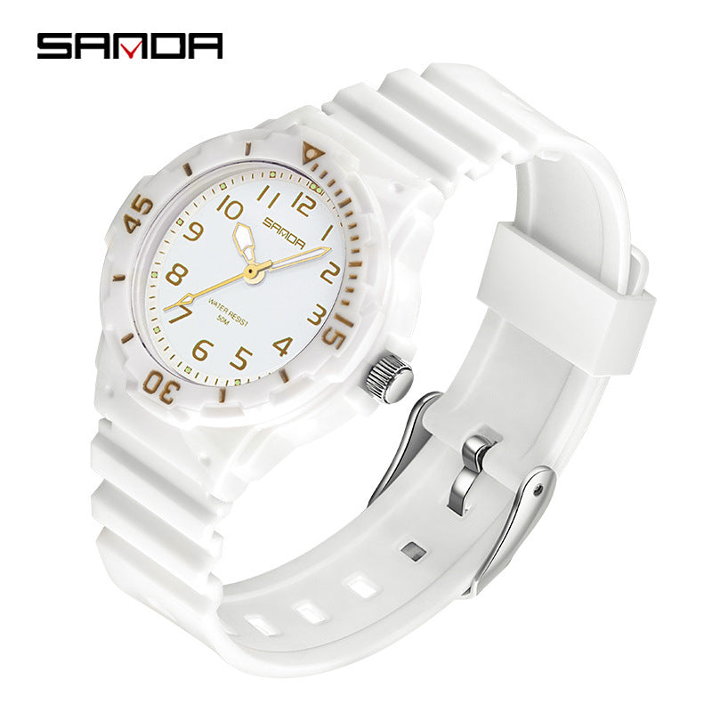 Sanda Watch Fashion All-match Small Fresh Men's and Women's Couple Watch Middle School Students' Simple Waterproof Luminous Quartz Watch