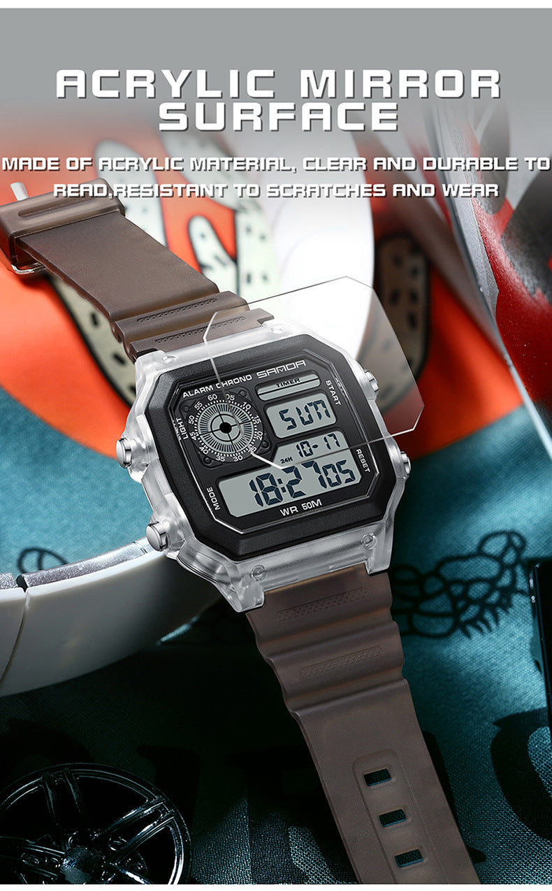 🔥🔥🔥🔥 Luminous Waterproof Alarm Watch Simple Transparent Sports Watch