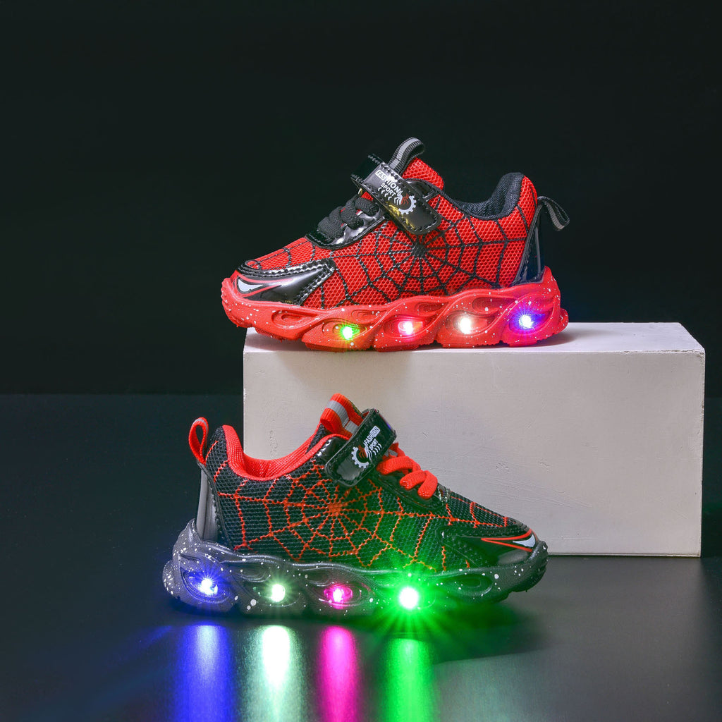children's sneaker with lights  spring and autumn new boys mesh shoes small and medium-sized