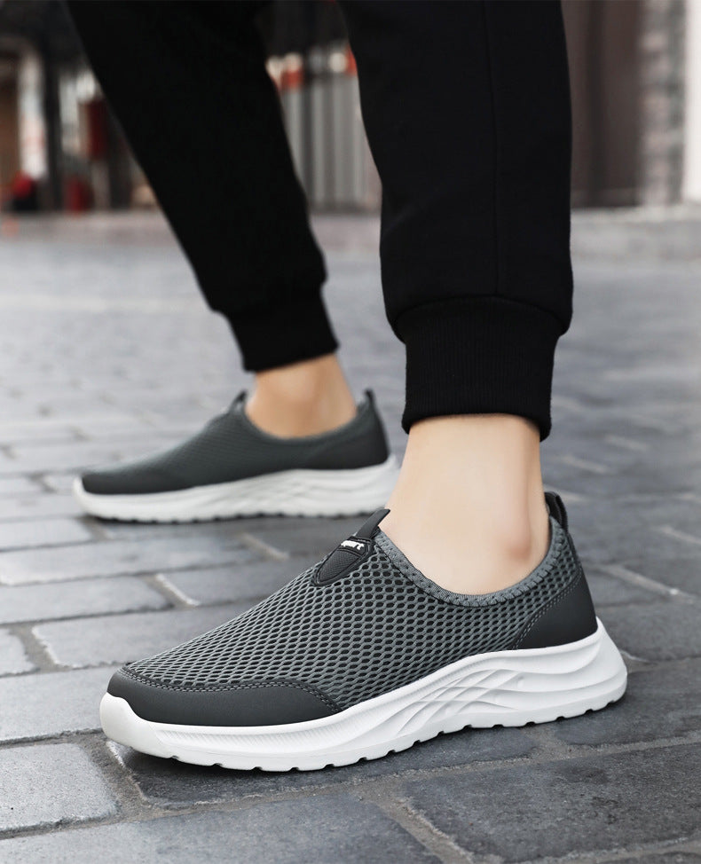 Men's New Summer Shoes, Mesh Breathable, Non-Stinky Casual Shoes, Slip-On Slip-On Shoes, Lightweight and Wear-Resistant Dad Shoes
