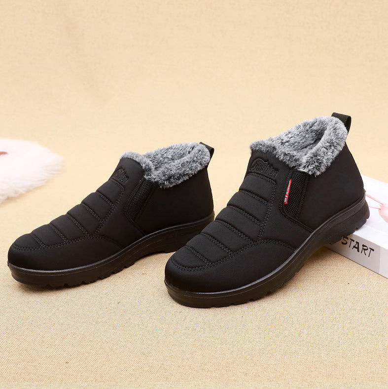 Old Beijing cloth shoes men's cotton shoes winter fleece-lined warm middle-aged and elderly dad shoes waterproof non-slip old men's cotton boots