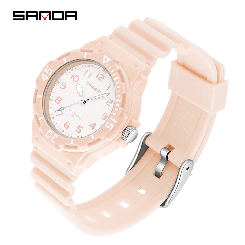 Sanda Watch Fashion All-match Small Fresh Men's and Women's Couple Watch Middle School Students' Simple Waterproof Luminous Quartz Watch