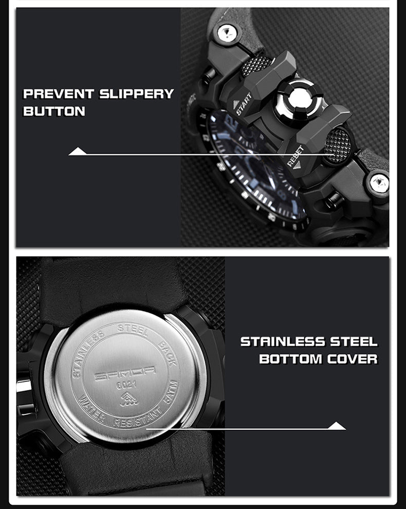 Sanda Hot-Selling Watch Korean Version Student Party Multi-Functional Waterproof Alarm Clock Electronic Watch Cool Dual Display Luminous Sports Watch
