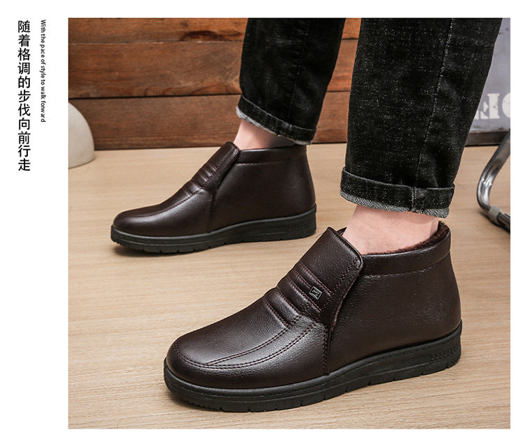 Winter Men's Dad's Cotton Shoes for Middle-Aged and Elderly People, Velvet Warm Casual Cotton Shoes, Non-Slip Footwear, Thickeneded Velvet Cotton Shoes for Men
