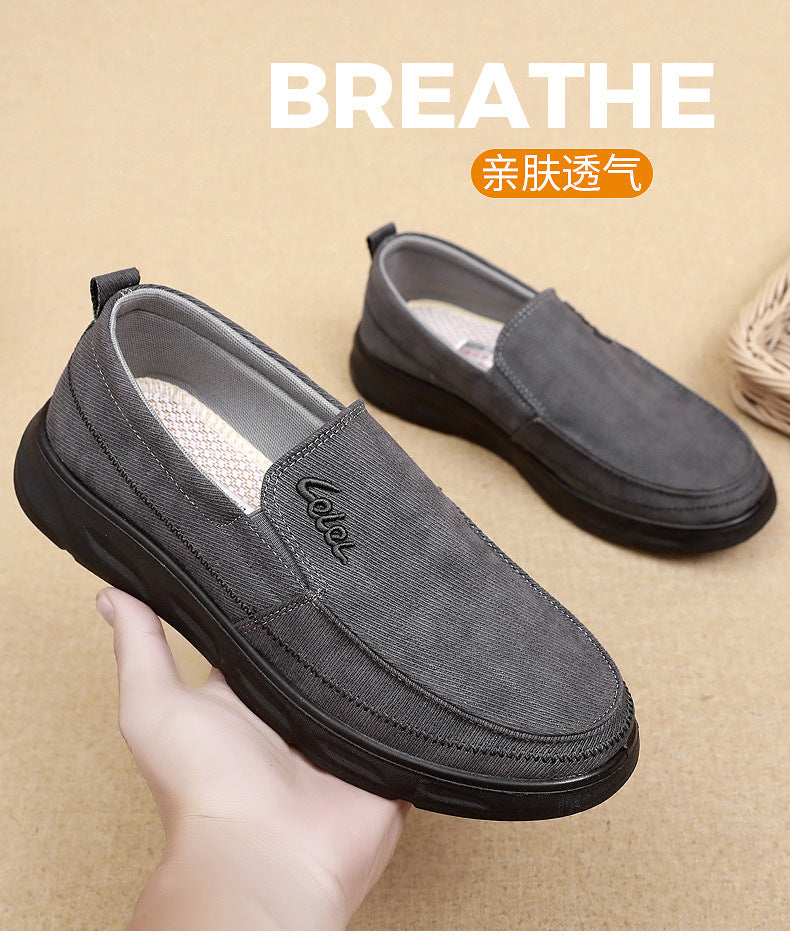 Old Beijing Cloth Shoes for Men, Soft-Soled, Comfortable Dad Shoes, Middle-Aged and Elderly Non-Slip Breathable Casual Walking Shoes for Men