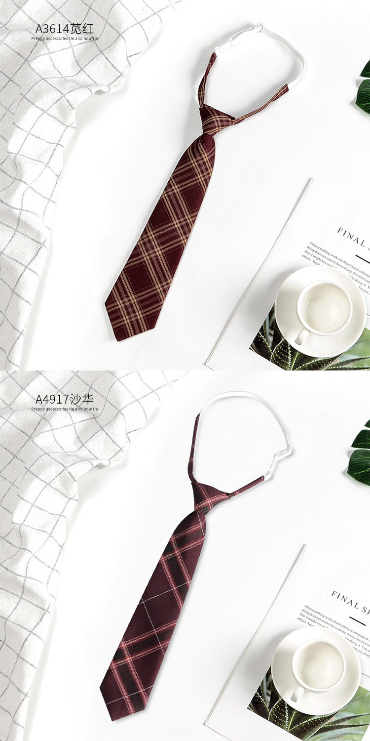 Brown Retro Tie Female Lazy Wine-Free Red Shirt Accessories All-Match Black Stripe