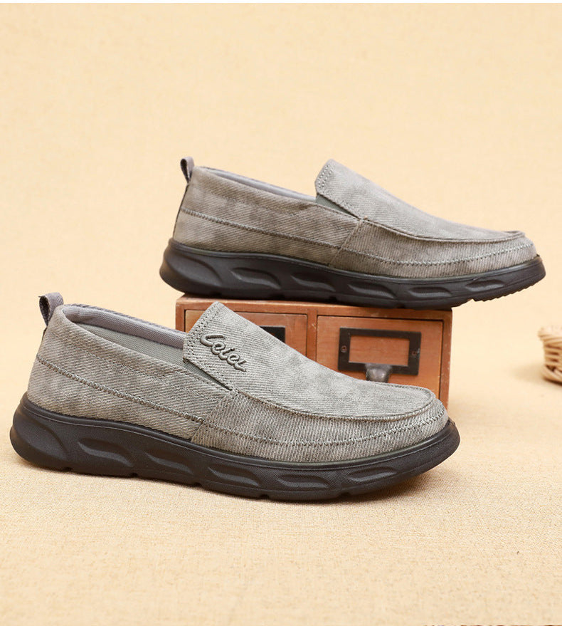 Old Beijing Cloth Shoes for Men, Soft-Soled, Comfortable Dad Shoes, Middle-Aged and Elderly Non-Slip Breathable Casual Walking Shoes for Men