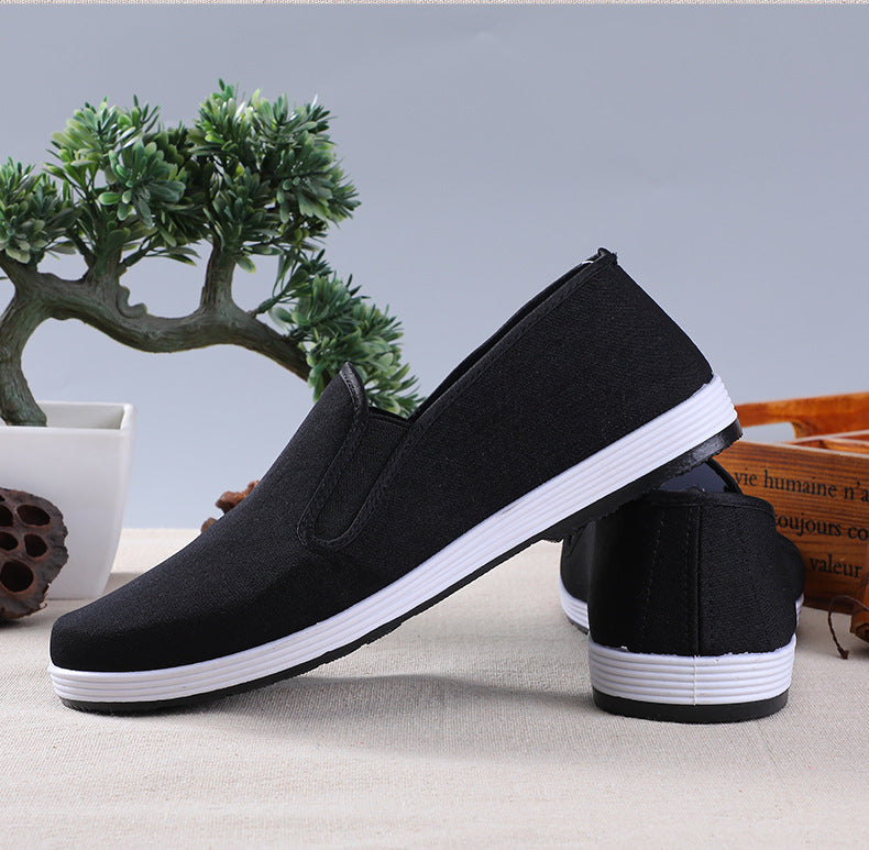 Old Beijing Cloth Shoes Men's Soft Sole Breathable Driving Work Shoes Black Rubber Sole Imitation Thousand Layer Sole Flats Cloth Shoes for Men