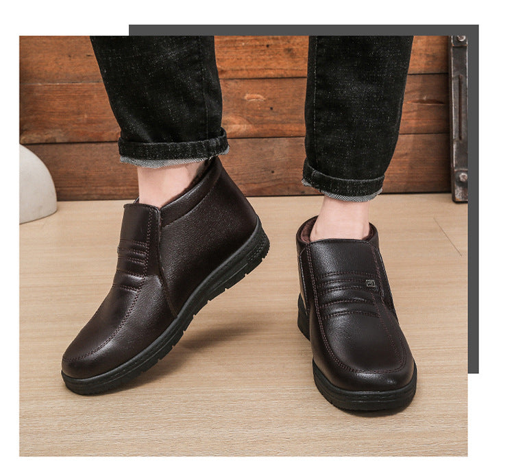 Winter Men's Dad's Cotton Shoes for Middle-Aged and Elderly People, Velvet Warm Casual Cotton Shoes, Non-Slip Footwear, Thickeneded Velvet Cotton Shoes for Men