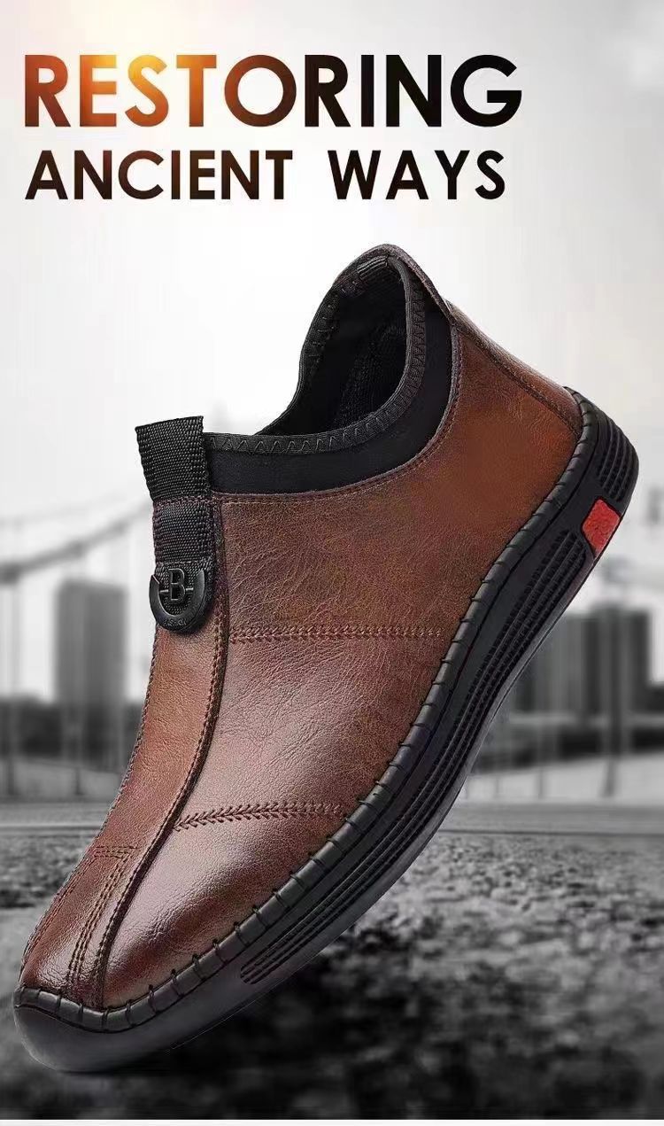 New Men's Single Cotton Casual Leather Shoes fleece-lined Warm High-top Soft Bottom Dad Shoes Simple Fashion Men's Cotton Shoes