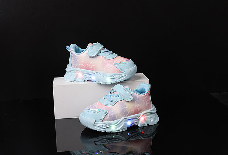 Spring and Autumn New Girls' Sports Shoes Light-Up Cartoon Shoes