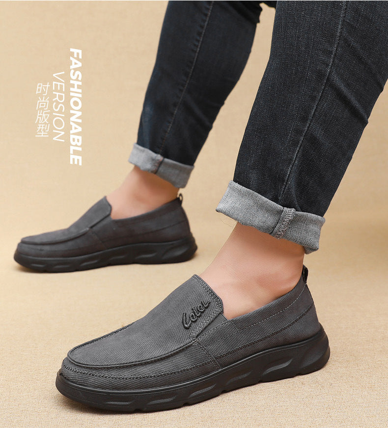 Old Beijing Cloth Shoes for Men, Soft-Soled, Comfortable Dad Shoes, Middle-Aged and Elderly Non-Slip Breathable Casual Walking Shoes for Men