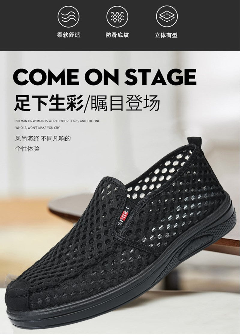 Mesh Shoes for Men, Summer, New Sandals for Men, Dad Shoes, Middle-Aged and Elderly Men's Mesh Shoes, Non-Slip, Anti-Odor, Soft Sole, Wear-Resistant Outer Wear