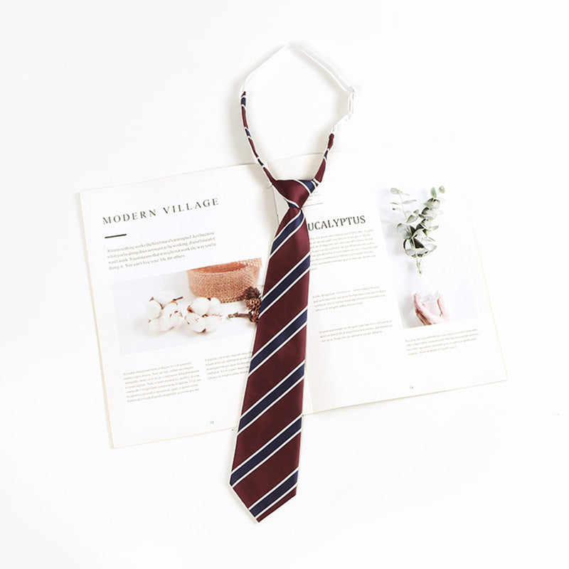 Brown Retro Tie Female Lazy Wine-Free Red Shirt Accessories All-Match Black Stripe