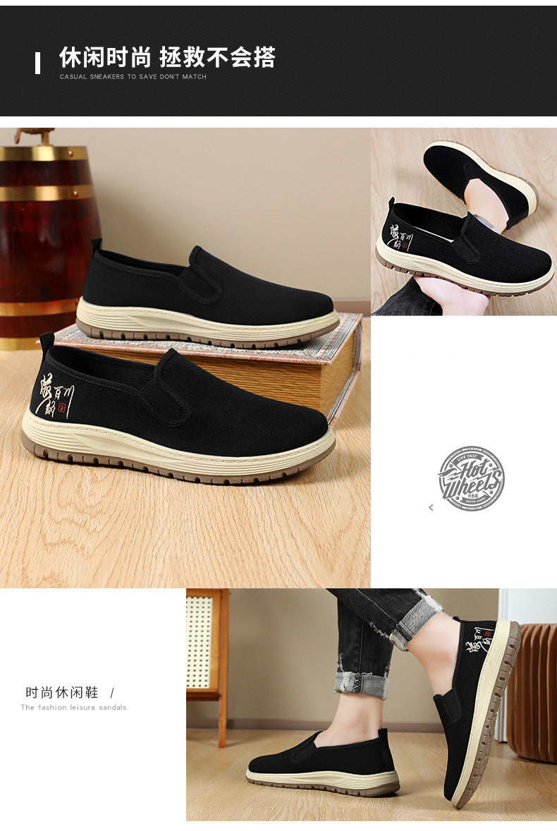 Men's Shoes New Casual Shoes Slip-On Lightweight Shoes Men's Shallow Mouth Comfortable Sneakers Striped Soft Sole Shoes Dropshipping
