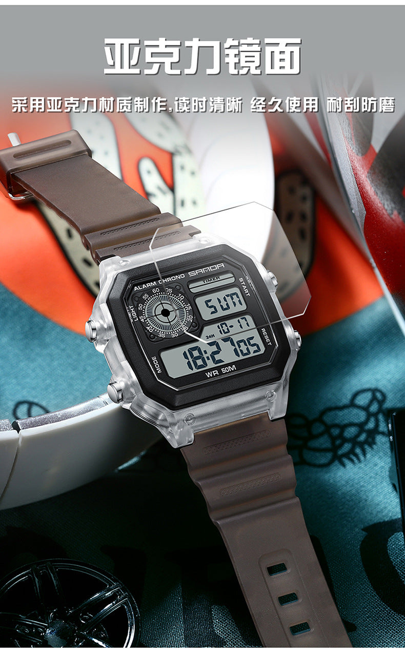 🔥🔥🔥🔥 Luminous Waterproof Alarm Watch Simple Transparent Sports Watch