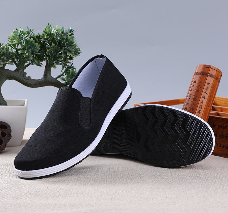 Old Beijing Cloth Shoes Men's Soft Sole Breathable Driving Work Shoes Black Rubber Sole Imitation Thousand Layer Sole Flats Cloth Shoes for Men