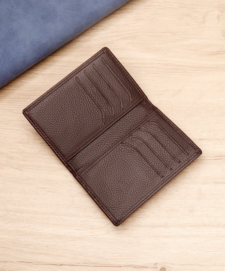 Men's Genuine Leather Card Holder Customized Litchi Pattern Top Layer Cowhide Credit Card Holder Anti-Magnetic RFID Customized 8106