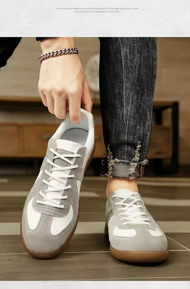 Men's Shoes 2025 Spring New Moral Training Shoes Men's Cloth Breathable Thick-Soled Sneakers Color Matching Lace-Up Casual Shoes