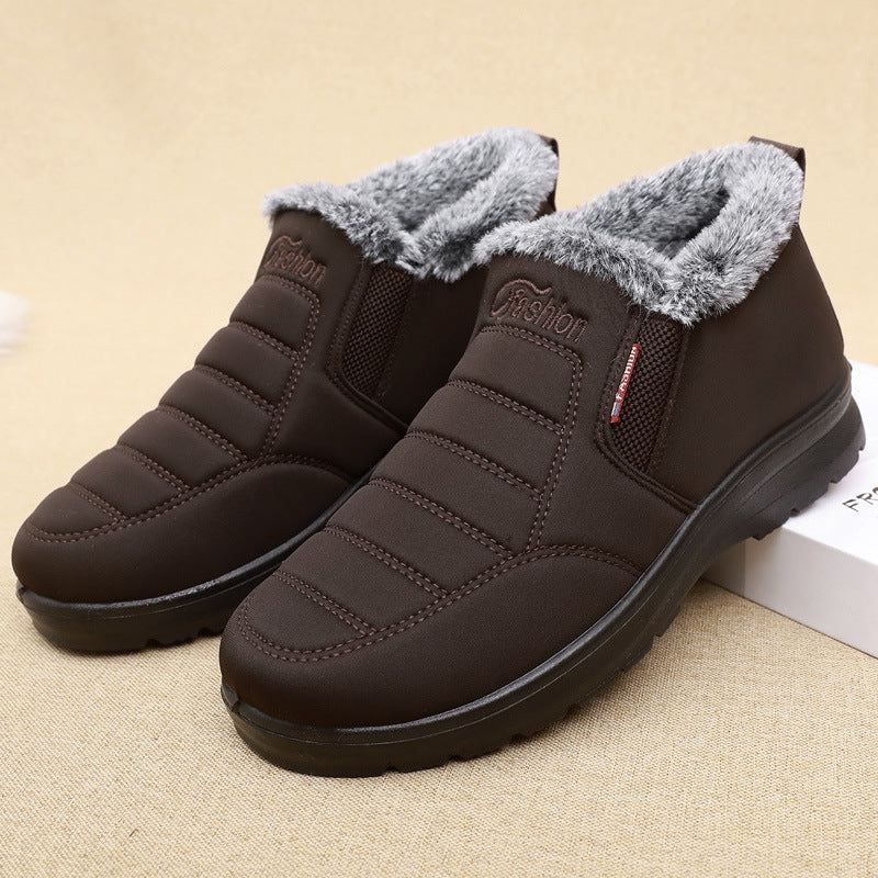 Old Beijing cloth shoes men's cotton shoes winter fleece-lined warm middle-aged and elderly dad shoes waterproof non-slip old men's cotton boots