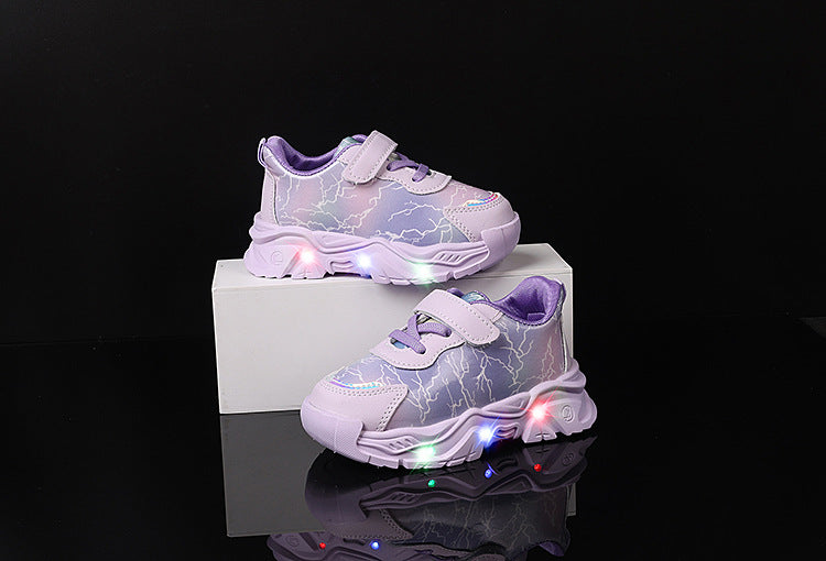 Spring and Autumn New Girls' Sports Shoes Light-Up Cartoon Shoes