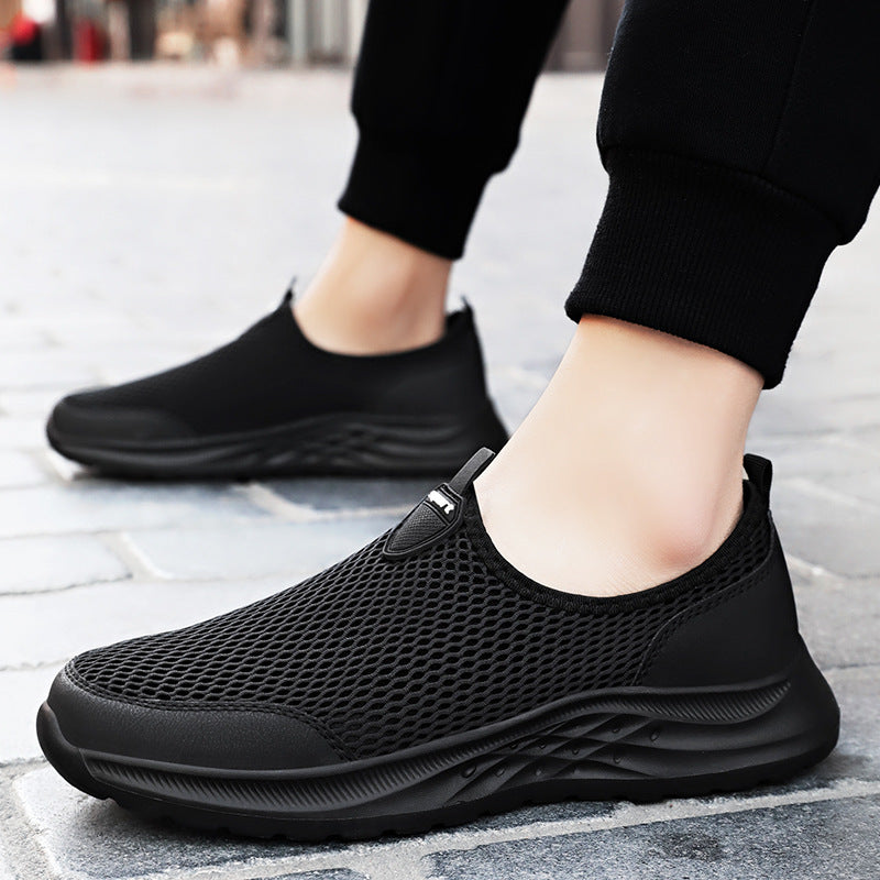 Men's New Summer Shoes, Mesh Breathable, Non-Stinky Casual Shoes, Slip-On Slip-On Shoes, Lightweight and Wear-Resistant Dad Shoes