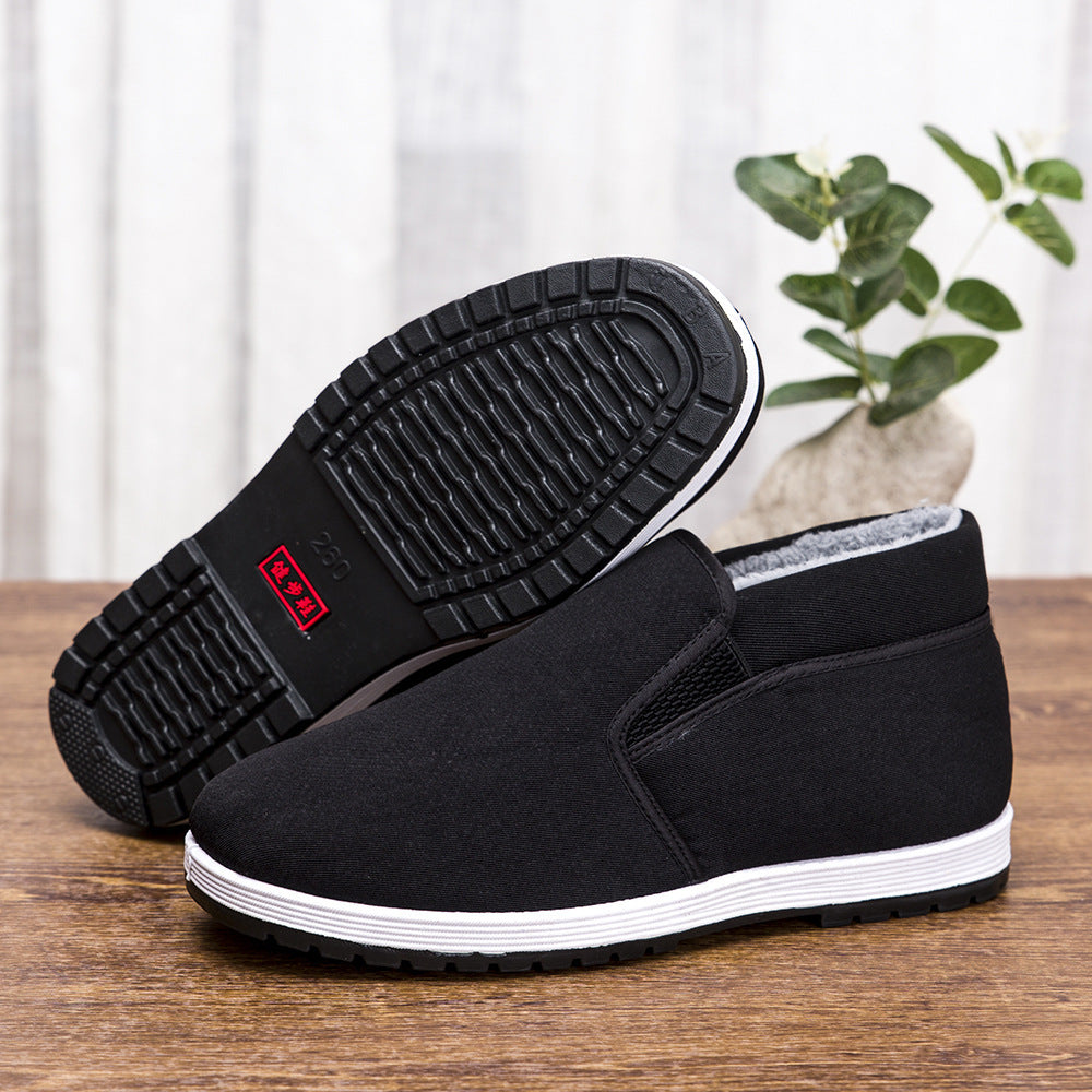 Old Beijing cloth shoes men's non-slip breathable men's wear-resistant soft bottom labor protection fleece-lined cotton shoes casual Sports men's shoes