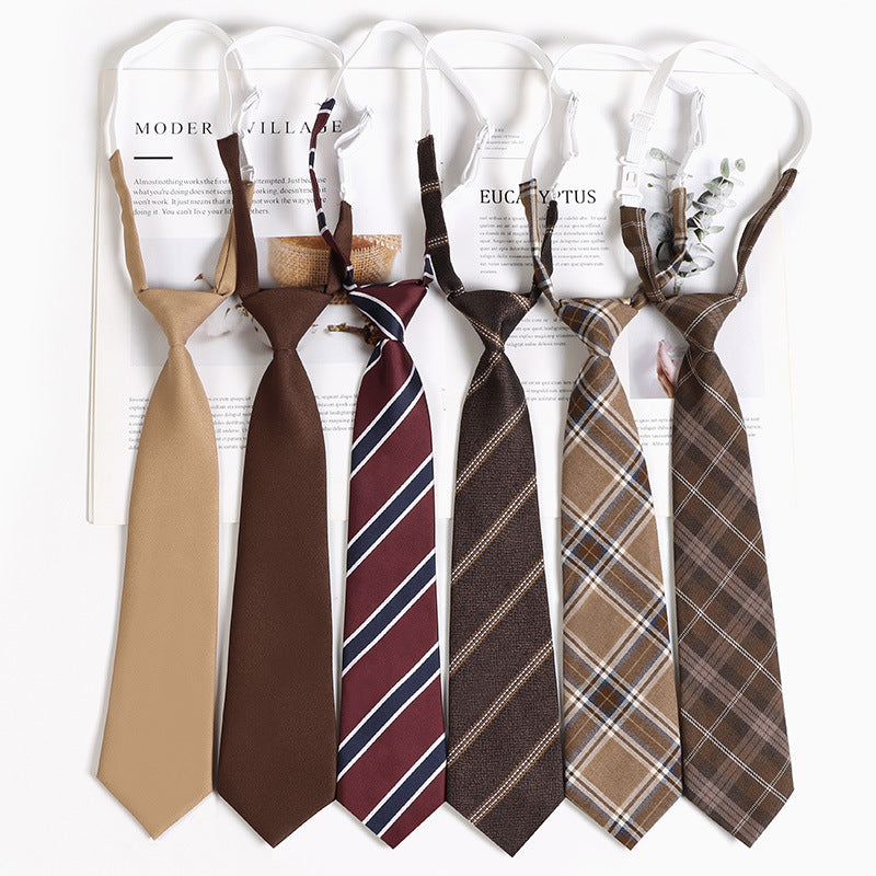 Brown Retro Tie Female Lazy Wine-Free Red Shirt Accessories All-Match Black Stripe
