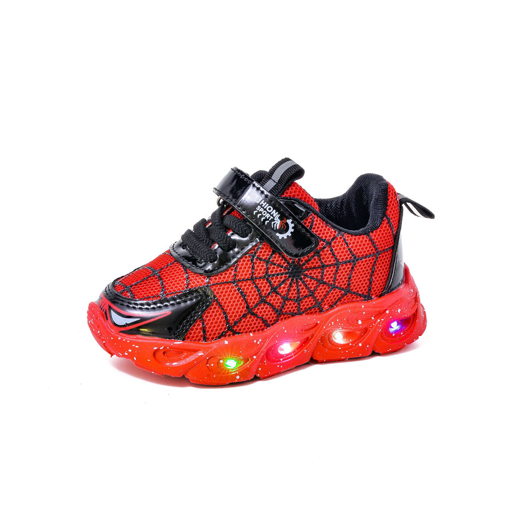 children's sneaker with lights  spring and autumn new boys mesh shoes small and medium-sized