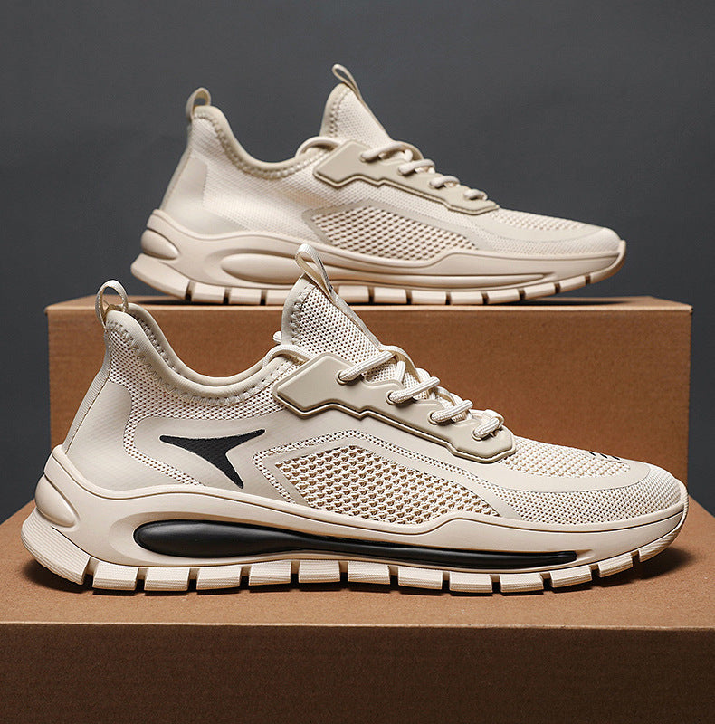 Men's Shoes 2025 New Sports Shoes Korean Style Trbottomy Easiest for Match Breathable Running Casual Shoes Plaid Thick-Soled Dad Shoes