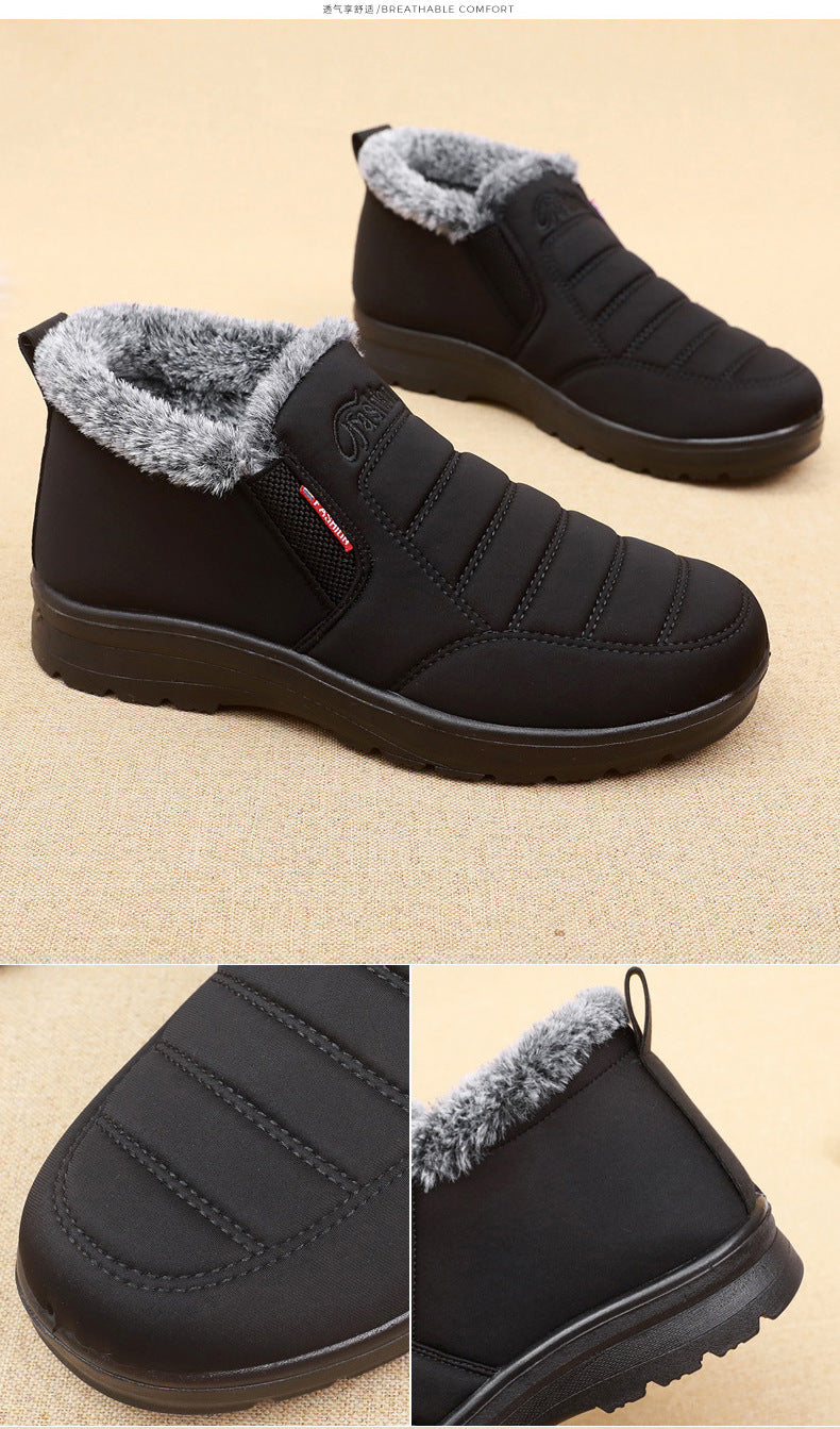 Old Beijing cloth shoes men's cotton shoes winter fleece-lined warm middle-aged and elderly dad shoes waterproof non-slip old men's cotton boots