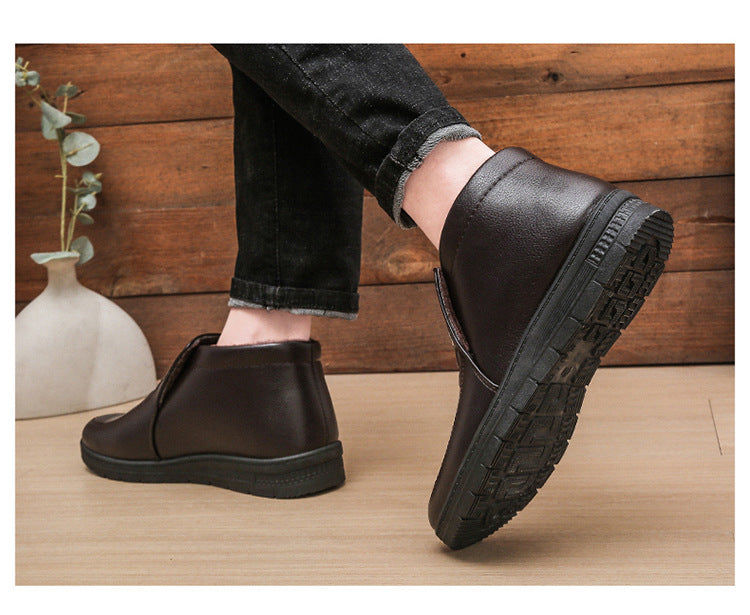 Winter Men's Dad's Cotton Shoes for Middle-Aged and Elderly People, Velvet Warm Casual Cotton Shoes, Non-Slip Footwear, Thickeneded Velvet Cotton Shoes for Men