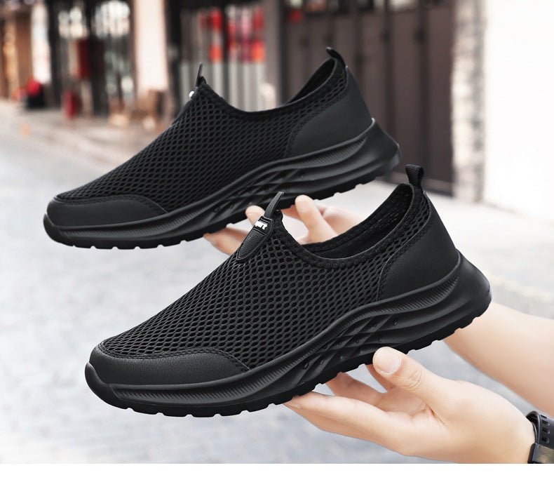 Men's New Summer Shoes, Mesh Breathable, Non-Stinky Casual Shoes, Slip-On Slip-On Shoes, Lightweight and Wear-Resistant Dad Shoes