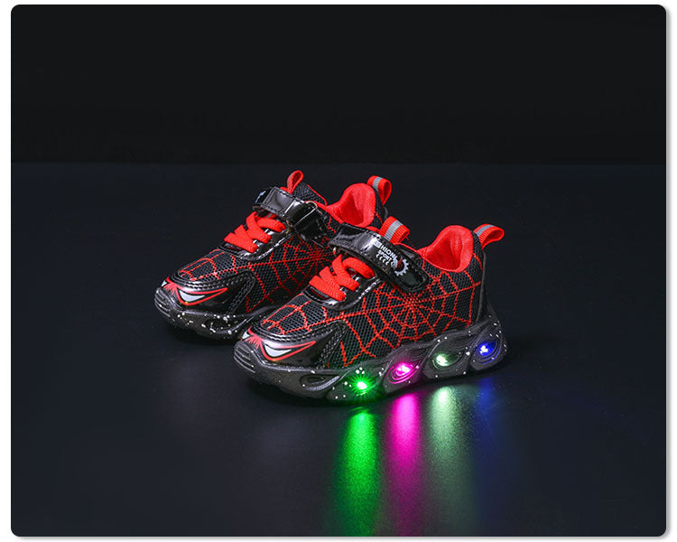 children's sneaker with lights  spring and autumn new boys mesh shoes small and medium-sized