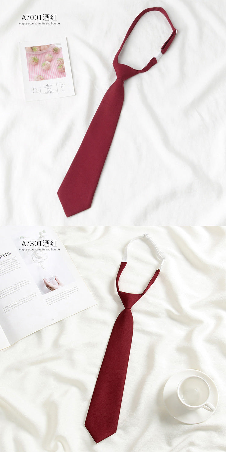 Brown Retro Tie Female Lazy Wine-Free Red Shirt Accessories All-Match Black Stripe