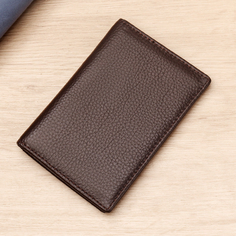 Men's Genuine Leather Card Holder Customized Litchi Pattern Top Layer Cowhide Credit Card Holder Anti-Magnetic RFID Customized 8106