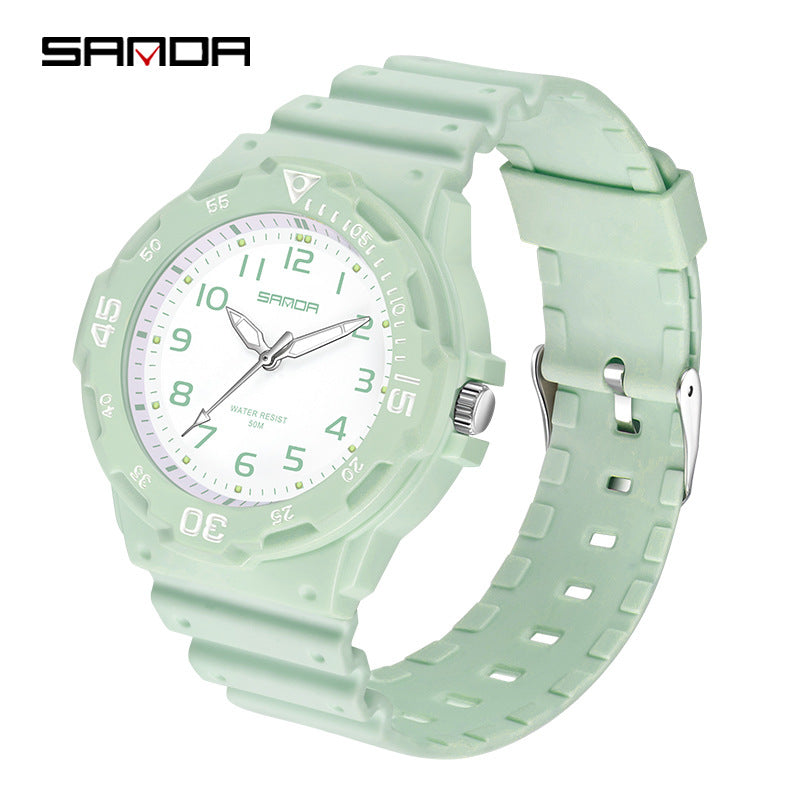 Sanda Watch Fashion All-match Small Fresh Men's and Women's Couple Watch Middle School Students' Simple Waterproof Luminous Quartz Watch