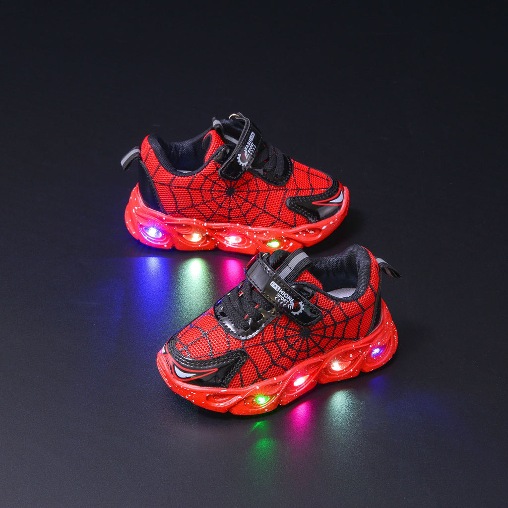 children's sneaker with lights  spring and autumn new boys mesh shoes small and medium-sized