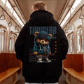 Men's Trendy Cartoon Bear Hooded Sweatshirt Autumn and Winter Men's Fashion Oversize American Style Trendy Brand Sweatshirt for Big Guys