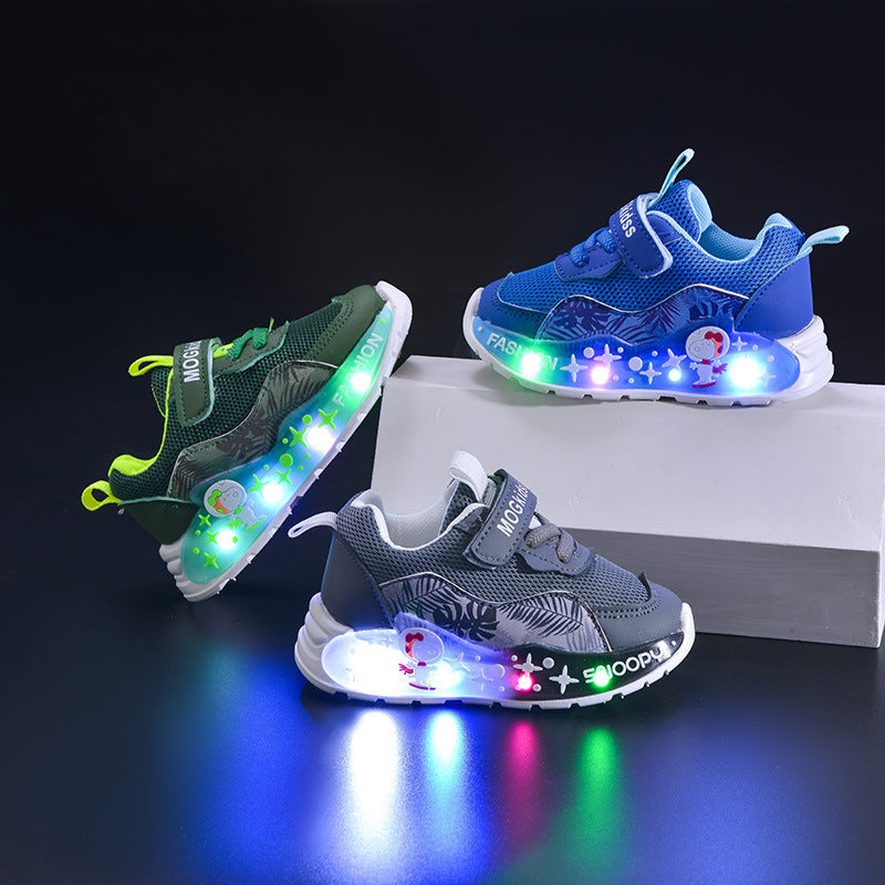Light-Up Spring & Fall Mesh Comfortable and Lightweight Casual Light-Up Shoes for Small and Medium-Sized Children