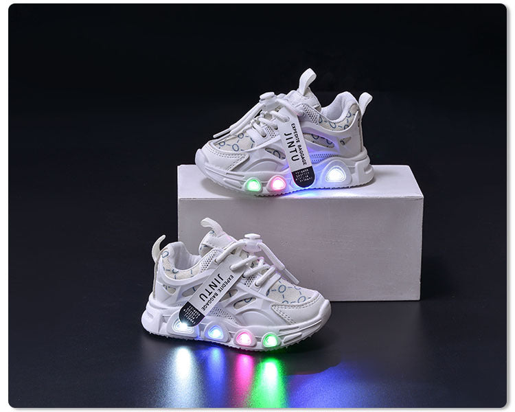 Spring and Autumn New Style Luminous Men's Sports Shoes with Lights, Cloth Women's Casual Shoes, Children's Led Lighted Toddler Shoes in Stock