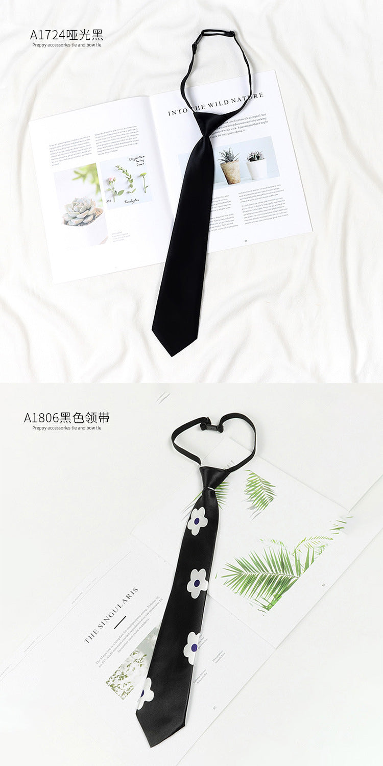 Brown Retro Tie Female Lazy Wine-Free Red Shirt Accessories All-Match Black Stripe