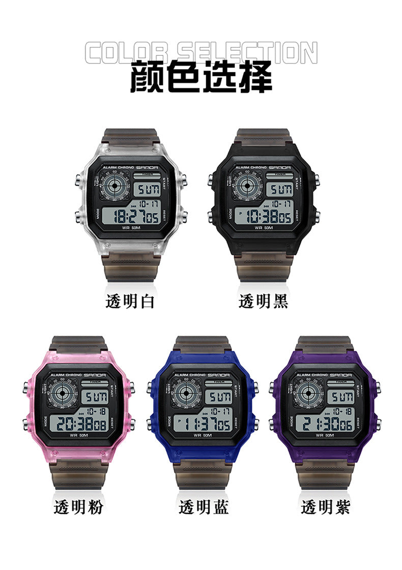 🔥🔥🔥🔥 Luminous Waterproof Alarm Watch Simple Transparent Sports Watch