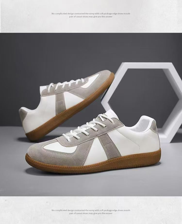 Men's Shoes 2025 Spring New Moral Training Shoes Men's Cloth Breathable Thick-Soled Sneakers Color Matching Lace-Up Casual Shoes