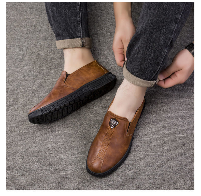 Men's Shoes 2026 New Business Casual Shoes British Style Slip-On Men's Casual Korean Style Breathable Leather Shoes with a High-End Feel