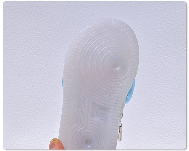 Spring and Autumn New Girls Princess LED Lighting Small and Medium Girls Casual Bow Sports Soft Sole Shoes Factory Outlet