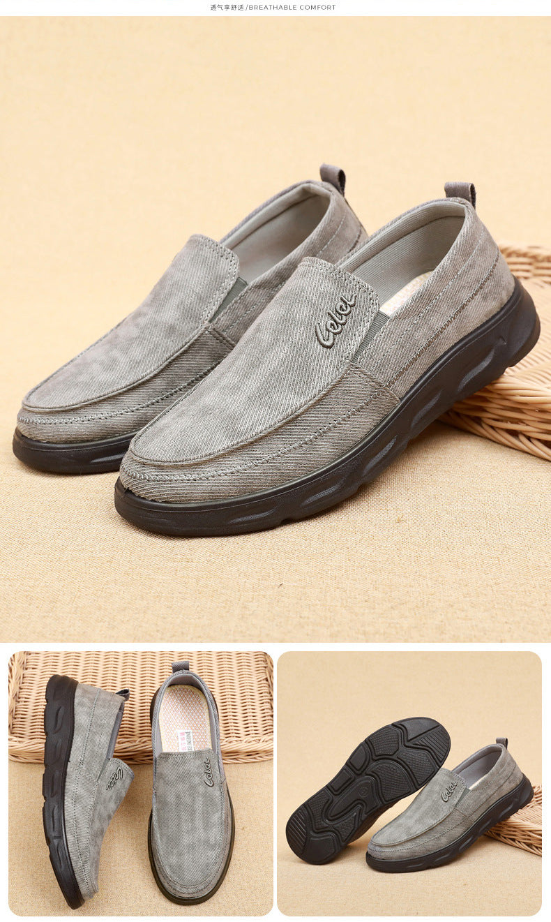 Old Beijing Cloth Shoes for Men, Soft-Soled, Comfortable Dad Shoes, Middle-Aged and Elderly Non-Slip Breathable Casual Walking Shoes for Men