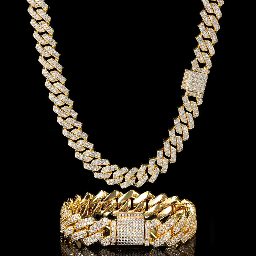 Diamond Watch🔥🔥🔥🔥 Five-Piece Diamond Cuban Chain Cross Necklace Cuban Ring
