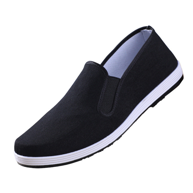 Old Beijing Cloth Shoes Men's Soft Sole Breathable Driving Work Shoes Black Rubber Sole Imitation Thousand Layer Sole Flats Cloth Shoes for Men